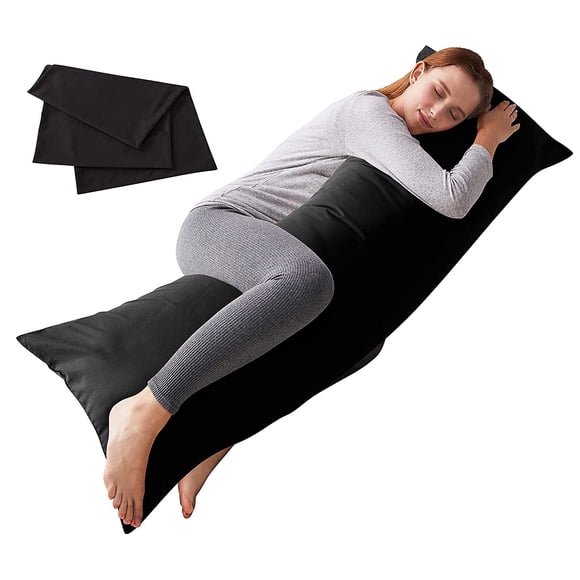 Almohada corporal ELNIDO QUEEN, suave y larga, 20 x 54 pulgadas, negra
