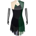 thumbnail image 2 of Haitryli Robe de Patinage Artistique Sans Manches avec Strass, Jupe de Ballet Lyrique avec Gants Vert L, 2 of 6