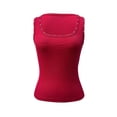 thumbnail image 4 of XIAONU Women's Studded Trim Square Neck Ribbed Tank Slim Fit Sleeveless Street Casual Cami, 4 of 5