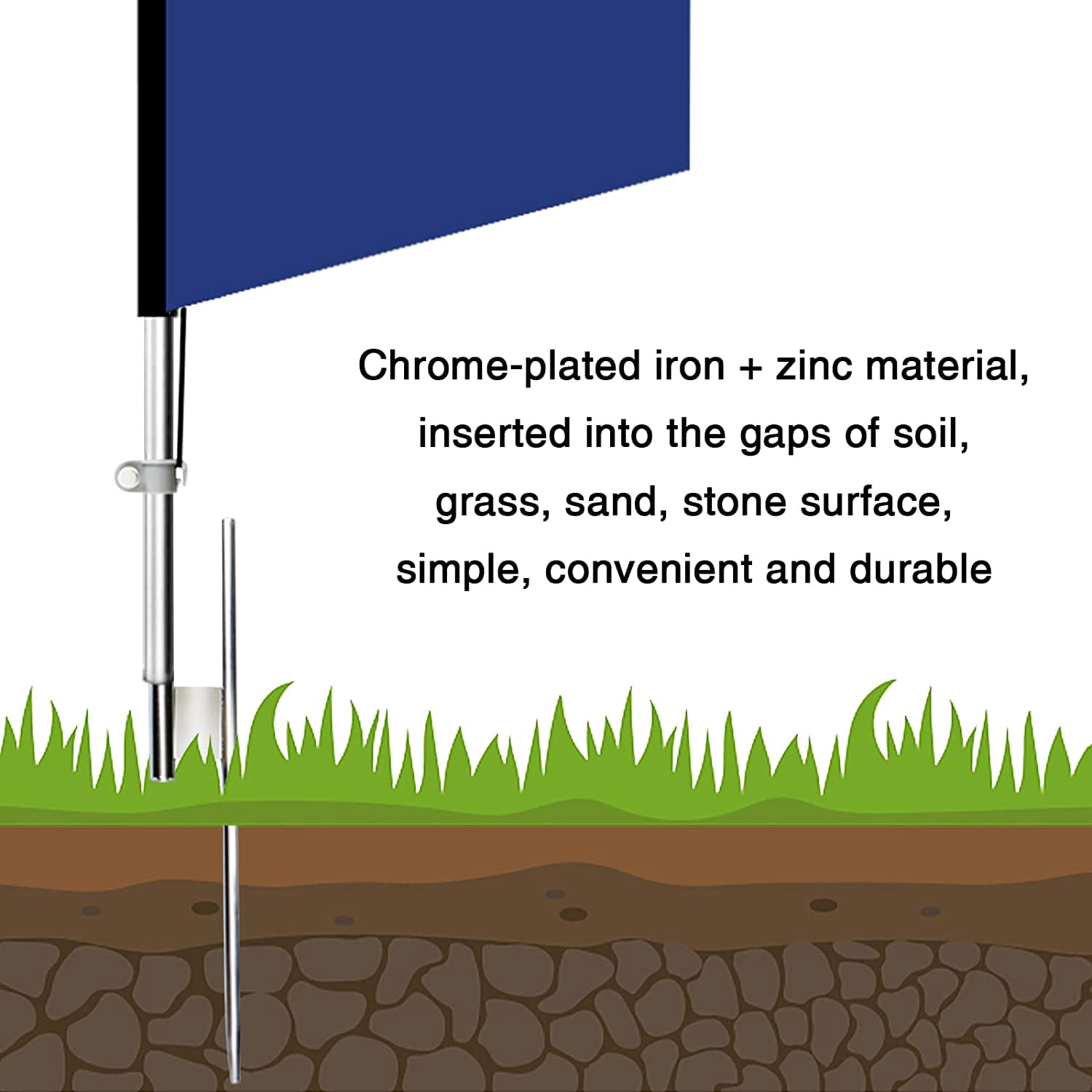 QSUM Swooper Flag Pole Kit, Windless Aluminum Alloy Flagpole with Ground Spike (11FT)
