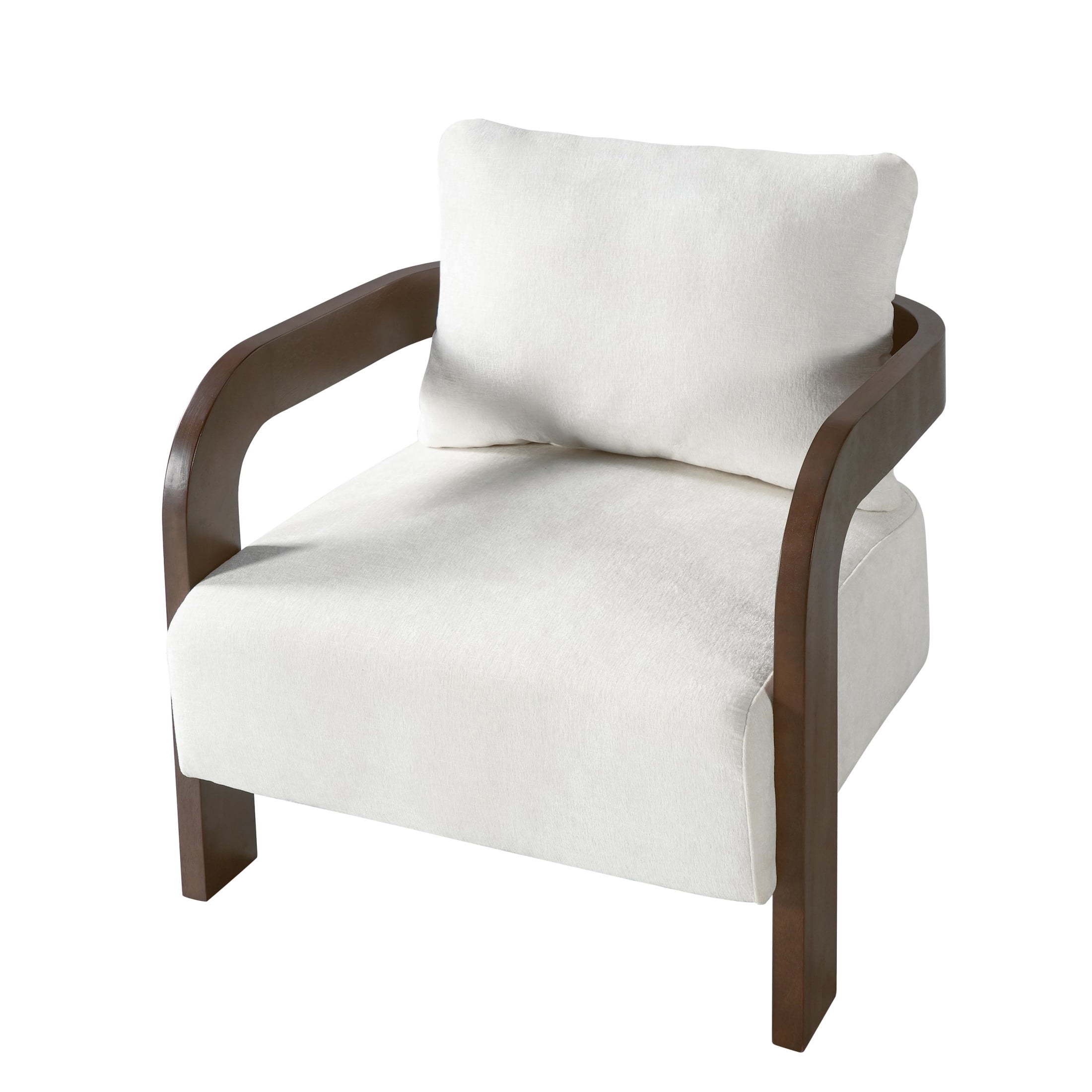 Christopher Knight Home Modern Upholstered Curved Accent Chair with Square Loose Back Pillow, Beige, Set of 2