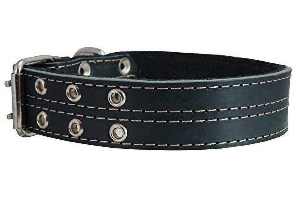 Genuine Leather Dog Collar, Padded, Black 1.5" Wide. Fits 23"-26.5" neck size Great Dane Mastiff
