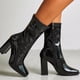 thumbnail image 4 of Botas elásticas de tacón alto con punta cuadrada y cremallera lateral de charol para mujer Wmkox8yii  hfjk2258, 4 of 4