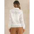 thumbnail image 4 of DARING DIVA Women's Eyelet Hallow Out Lace Sheer Button Down Shirt M White, 4 of 6