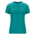 thumbnail image 5 of LYXSSBYX Basic Tees for Women Plus Size Women's Short Sleeve Solid Color Basics Crewneck Casual Top Pullover T-Shirt, 5 of 8