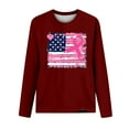 thumbnail image 4 of Luxalzxs Breast Cancer Awareness Tops for Women Cute Long Sleeve Pink Ribbon USA Flag Print Shirts Causal Crewneck Pullover Tops T Shirt Blouse, 4 of 4
