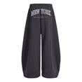 thumbnail image 6 of New York Graphic Baggy Sweatpants Trendy Wide Leg Y2k Bow Sweatpants Elastic Waist Drawstring Comfort Sweat Pants for Women, 6 of 8
