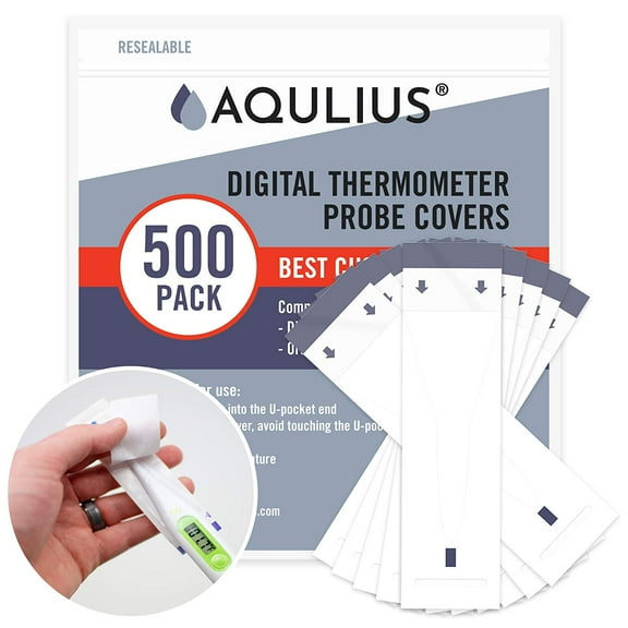 Aqulius Digital Thermometer Probe Covers, 500 Pack Disposable Protective Sleeves for Oral, Rectal or Armpit Temperature Readings
