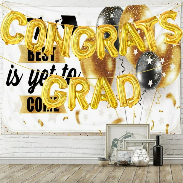 Congratulation Graduation Backdrop with GRAD Balloons,2023 Congrats