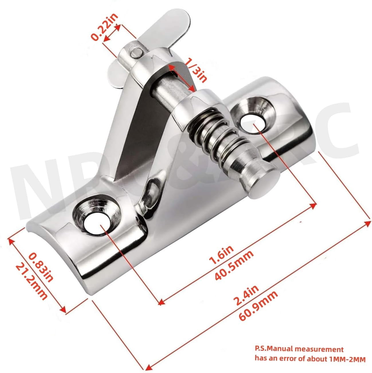 ABPETE 316 stainless steel hinges, Stainless Steel 316 Pair of Bimini Top Deck Hinge ,90°Fitting Concave Base Hardware with Quick Release Pin with Fasteners