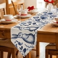 thumbnail image 2 of Navy Blue Easter Table Runner Linen Burlap Table Runner 72 Inches Long Bunny Pastoral Summer Botanical Rustic Dresser Scarves for Kitchen Island Coffee Dining Party Wedding Holiday Decor 14"x72", 2 of 8