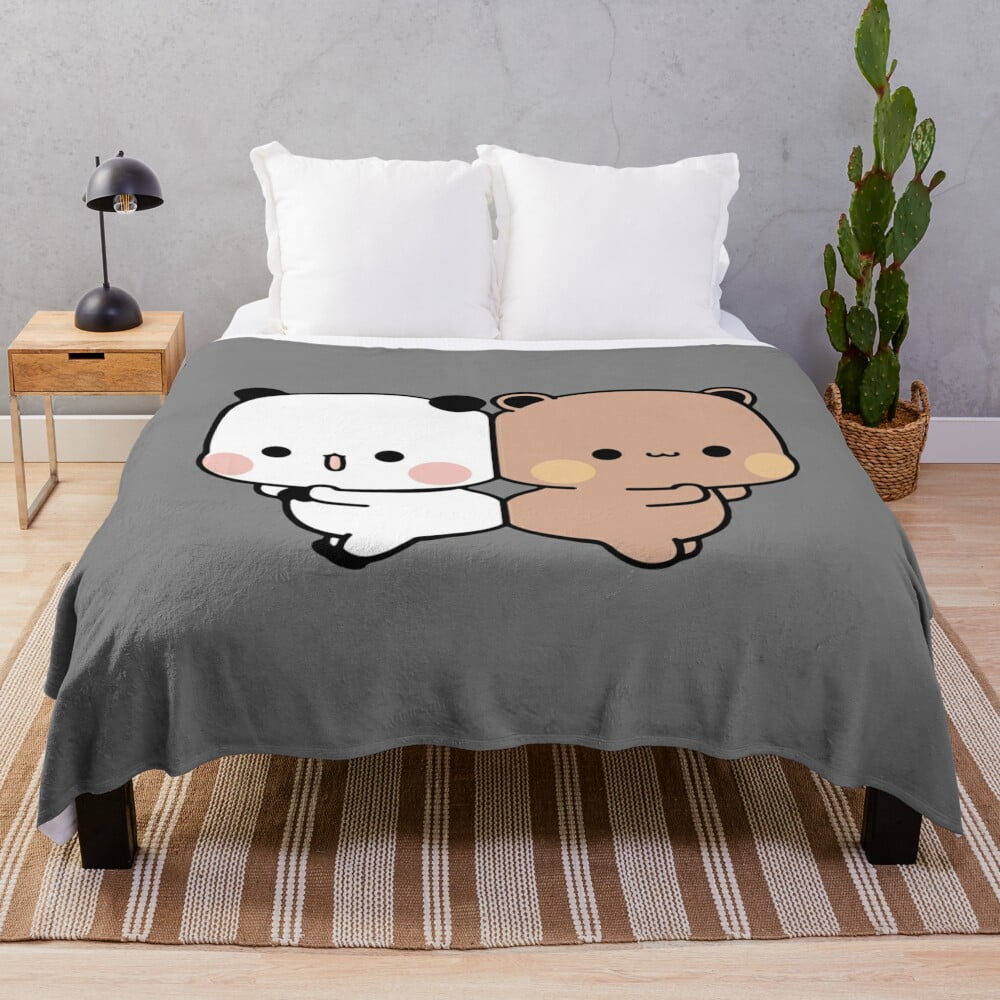 DuDu Bear and BuBu Panda Cute Couple Throw Blanket Blankets For Baby heavy to sleep Large Plush Blankets Gift CYH
