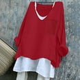 thumbnail image 3 of TODOZO Clearance Sale!! Cotton Linen Shirt for Women Loose Fit 2025 Trendy Women's Solid Color Loose Plus Size Long Cotton Texture Dress Shirt Red 3Xl, 3 of 3