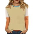 thumbnail image 3 of Jinhomg Plus Size T Shirts for Women Trendy 3/4 Sleeve Color Block Tees Fall Comfy Loose Round Neck Tunic Tops Flash 90 off Clearance Sale Khaki M, 3 of 6