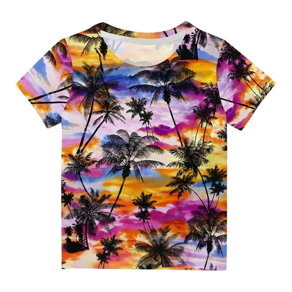 Penkiiy Boys Girls T Shirts Coconut Printed Graphic Tees Shirts Crewneck Short Sleeve for Kids 7-8 Years Multicolor