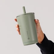 HydroJug Everyday Tumbler – Ceramic-Lined Insulated Tumbler with Straw and Soft-Touch Lid, Cup Holder Friendly – 14 oz, Courtyard