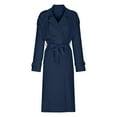 thumbnail image 5 of GXIPO Womens Oversized Long Trench Coat Double Breasted Lapel Windproof Overcoat with Belt Navy XL, 5 of 5