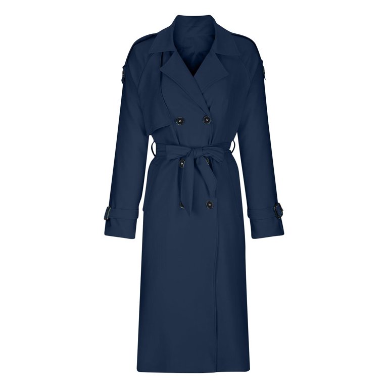 GXIPO Womens Oversized Long Trench Coat Double Breasted Lapel