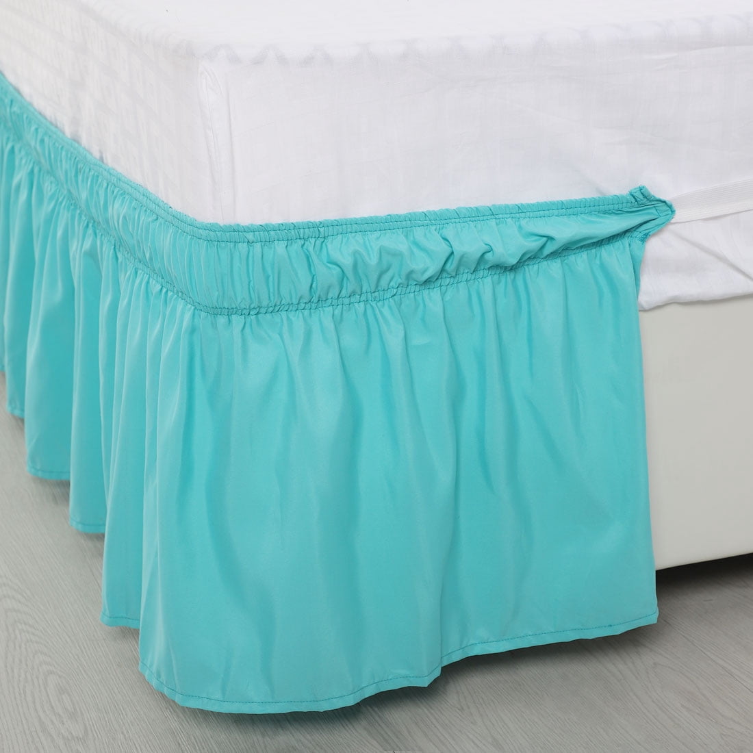 Holzlrgus Polyester Wrap Around Dust Ruffle Bed Skirt 15" Drop for Twin Size Bed, Aqua Blue