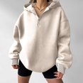 thumbnail image 5 of Womens Oversized Quarter Zip Hoodies,Comfy Long Sleeve Sweatshirts,Casual Loose Fit Fall Fashion Clothes For Daily，Workout & Travel 2XL, 5 of 5