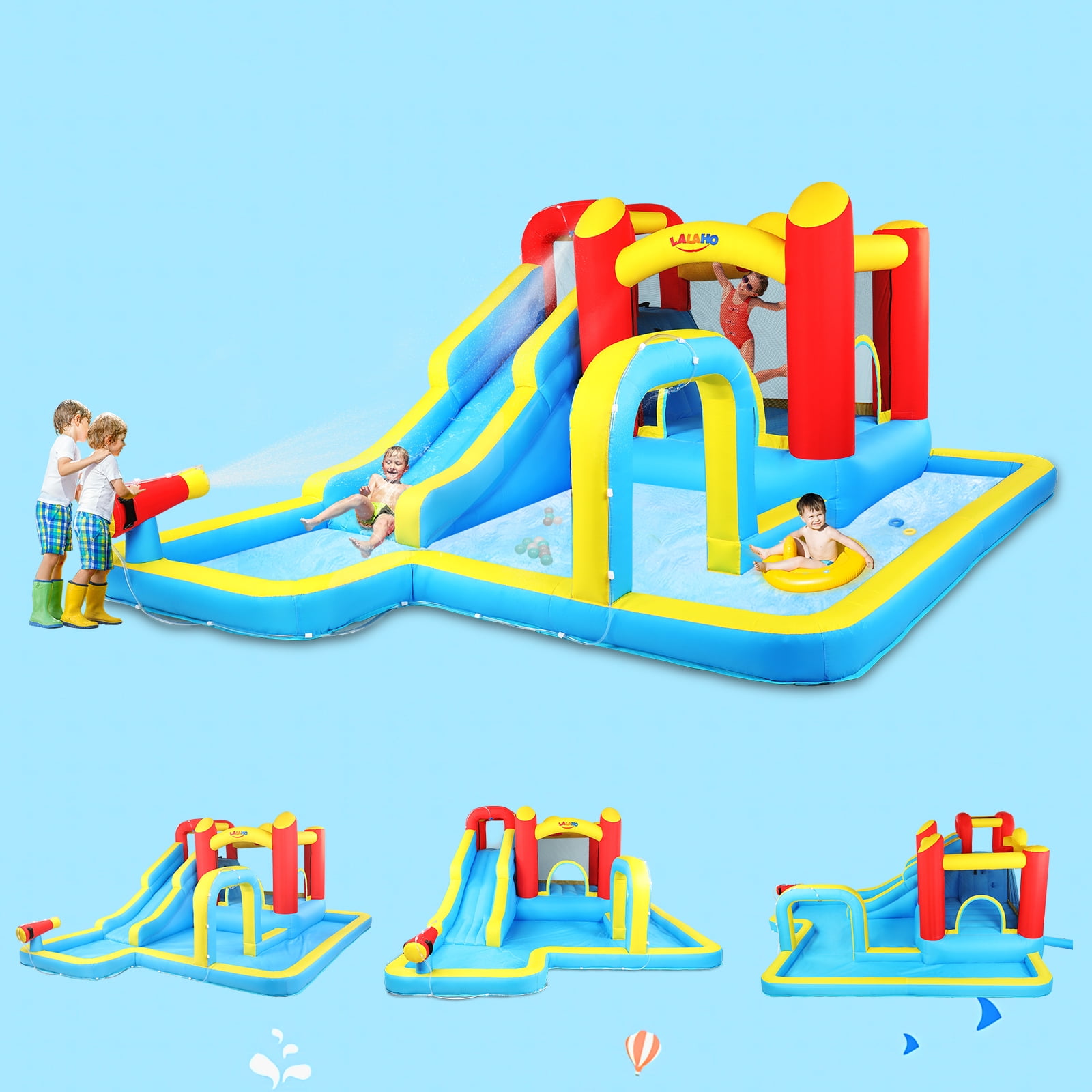 7-in-1 Inflatable Inflatable slide water park bouncing house garden , Splash Pool , Trampoline in Premium 420D Oxford for kids