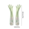 thumbnail image 3 of 2 Pair Rubber Latex Waterproof Gloves, Dishwashing Cleaning, Flock Lining Protection, 19 Inch Long Cuff Embossed Palm, for Laundry Gardening Household, Medium Durable Household, Green, 3 of 6