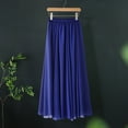 thumbnail image 3 of BAETEUY Women Chiffon Skirt Elastic High Waist Pleated Ankle-Length Skirt Solid Color Flowy Hem Long Skirt Daily Wear, 3 of 8