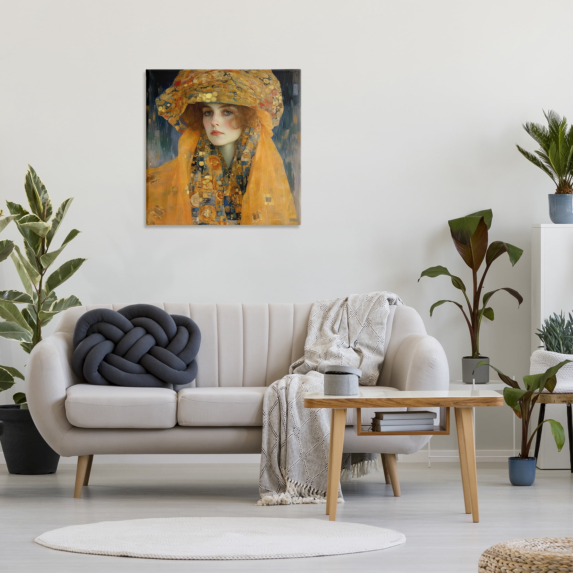 Stupell Industries Traditional Patterned Portrait Abstract Painting Gallery Wrapped Canvas Art Print Wall Art, 30 x 30