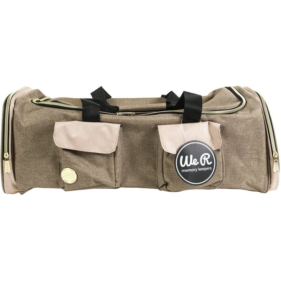 We R Memory Keepers Crafter's Machine Tote-Taupe & Pink