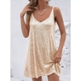 thumbnail image 3 of Women's Champagne Gold Sequin Sleeveless V-Neck Mini Dress - Party Cocktail Evening Wear, 3 of 4