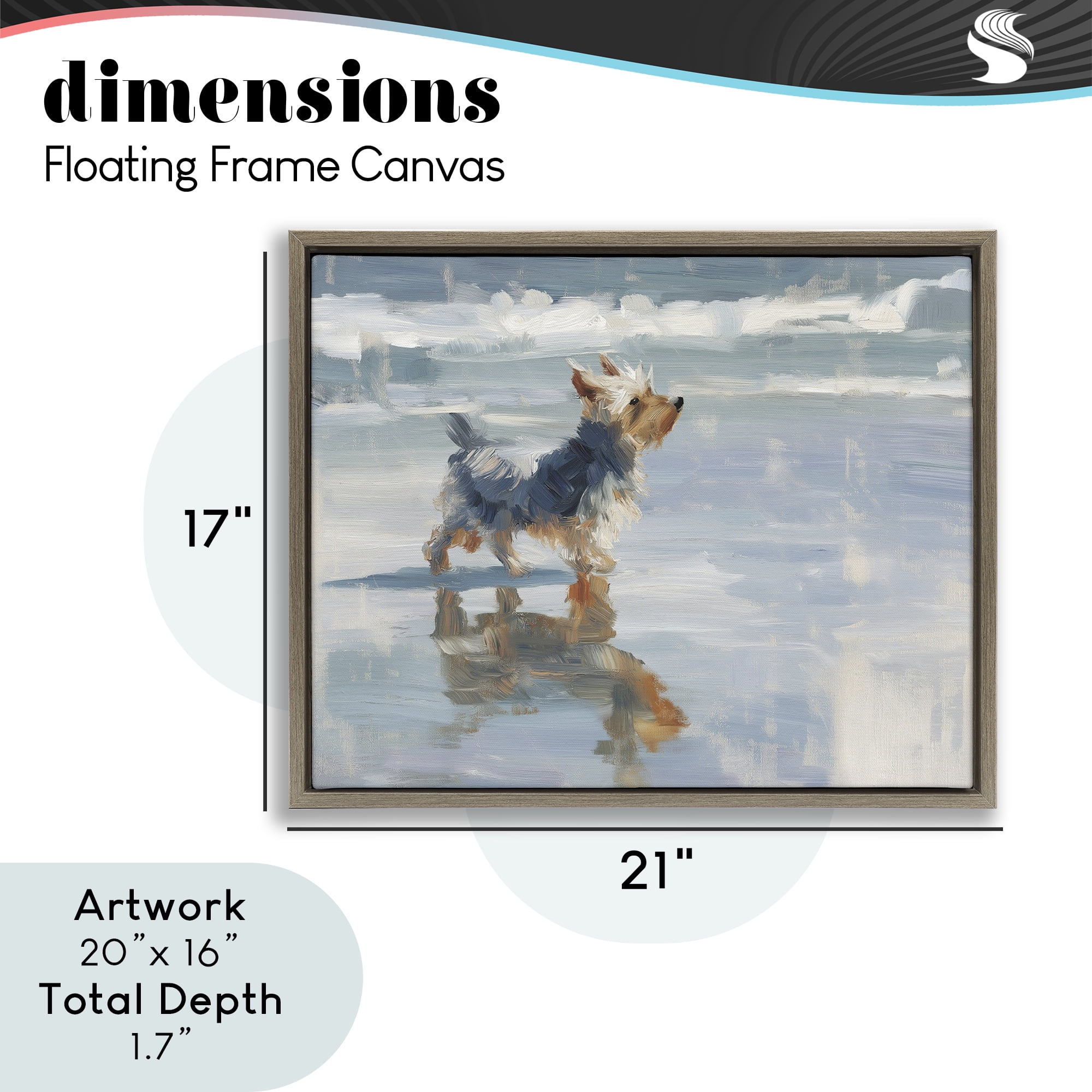 Stupell Industries Yorkie's Quiet Moment Brown Framed Floater Canvas Wall Art, design by Svetlana Aleynikova