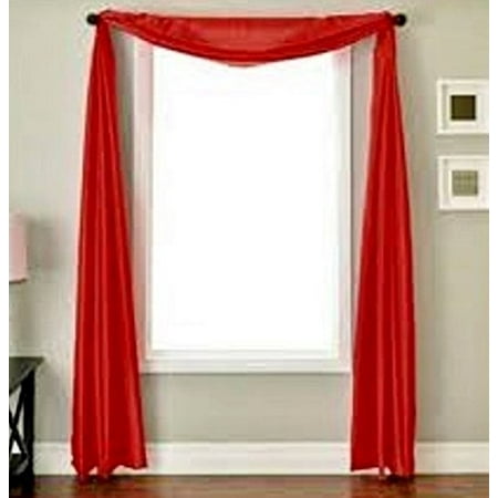Solid Red Window Valance 1 PC SOLID RED Hotel High Quality Elegant Window-Sheer Scarf Valance swag topper (37