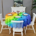 thumbnail image 2 of Rainbow Tie Dye Wave Pattern Round Tablecloth 60"x60",Wrinkle Wipeable Table Cloth for Kitchen Dining Room Picnic Patio Party, 2 of 6