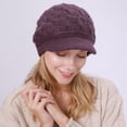 thumbnail image 3 of Yoyauz Women's Winter Warm Slouchy Cable Knit Beanie Skull Hat with Visor, 3 of 6