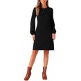 thumbnail image 2 of INSPIRE CHIC Elegant Long Sleeve Dress for Women's Wedding Guests Crew Neck Solid Dresses, 2 of 5