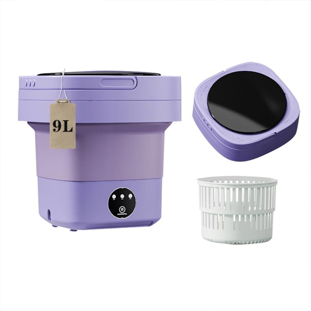 Lavadora Portátil, Mini Lavadora 9L de Alta Capacidad con 3 Modos de Limpieza Profunda para Ropa Interior, Ropa de Bebé o Artículos Pequeños, Lavadora Plegable para Apartamentos, Camping, Viajes (Verd