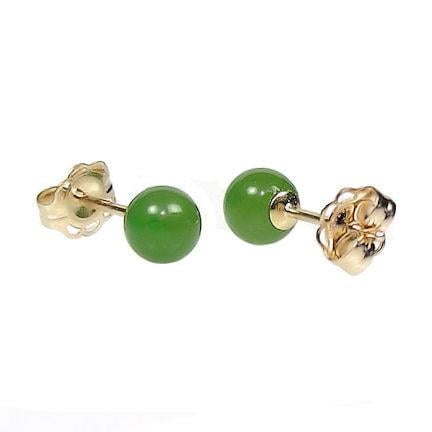 Nephrite Jade - Trustmark 14/20 Gold Filled 4mm Natural Nephrite Green Jade Ball Stud Earrings