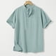 thumbnail image 1 of Ceisia Men's Shirt | Loose Stand Collar Short Sleeve Cotton-Linen Shirt | Breathable Textured Wrinkle (Multiple Solid Colors) Gift, 1 of 6