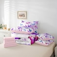 thumbnail image 6 of Homewish Teens Female Women Flying Gradient Butterflies Bedding Comforter Set 7 Pieces,Chic Purple Floral Flowers Full Bedding Set Lightweight,Spring Garden Fitted Sheet Flat Sheet, 6 of 8