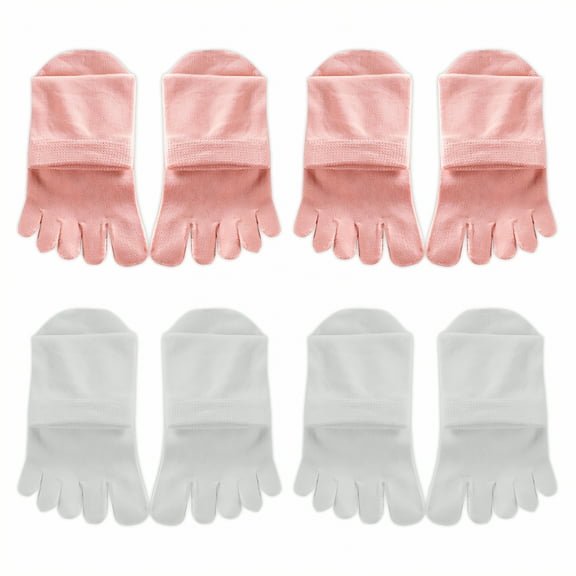 TELOLY 4Pairs Toe Socks,Short-Cut Womens Crew Socks,Sweat-Absorbent & Breathable Toe Socks Women,Combination1