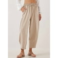 thumbnail image 5 of Women'S Summer High Waisted Baggy Pants Casual Ankle Length Trouser Slacks with Pockets Apricot XL, 5 of 6