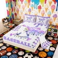 thumbnail image 2 of Erosebridal Purple Drip Bow Baseball Full Size Sheets, Cute Sport Bed Sheets for Girls and Boys, 4pcs, 1 Flat Sheet, 1 Fitted Sheet and 2 Pillowcases, 2 of 6
