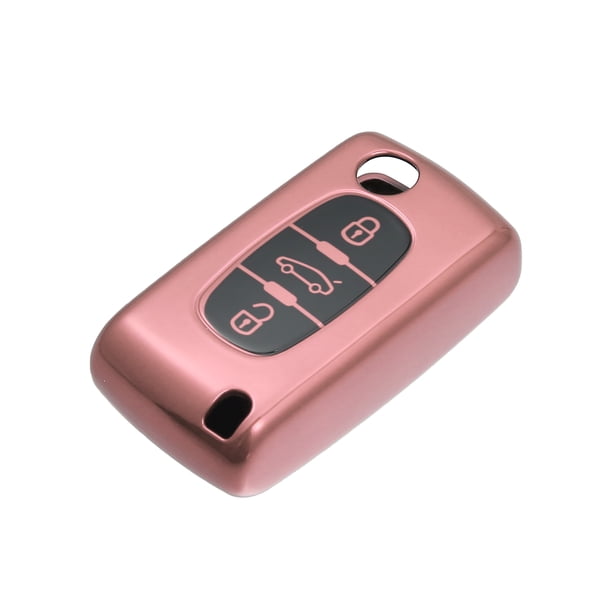 Unique Bargains Funda de silicona para llave inteligente Fob para Peugeot 207 307 308 407 3008 Key Fob Shell Protector Pink