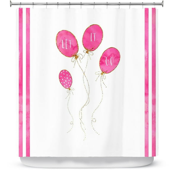 Shower Curtains 70" x 93" from DiaNoche Designs by Zara Martina - Let It Go Pink Gold Stripe White