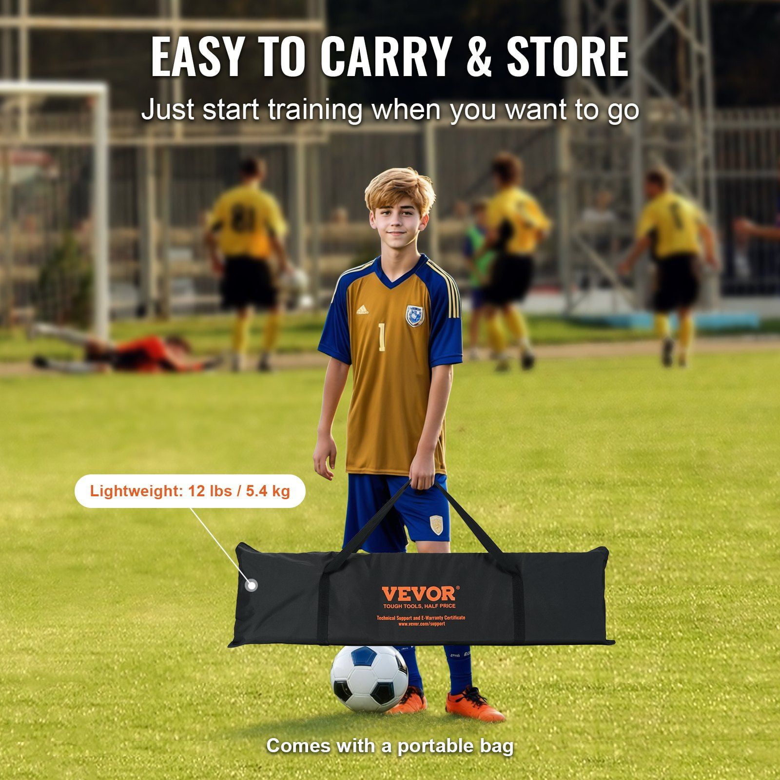 71"x40" Soccer Practice Rebounder Net, Durable Iron Football Trainer – 2-in-1 Portable Design for Passing, Volley & Solo Drills