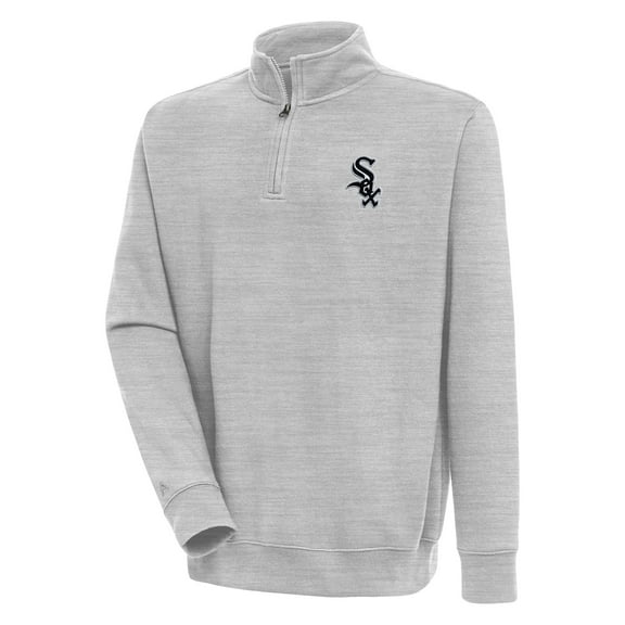 Men's Antigua  Heather Gray Chicago White Sox Victory Quarter-Zip Pullover Top