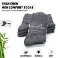thumbnail image 3 of Bamboo Viscose Men's Crew Socks – Lightweight, Breathable, Anti-Odor – 48-Pair Family Pack, 3 of 7