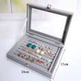 thumbnail image 4 of 2PCS Rings Organizer Tray 7 Slots Velvet Jewelry Earring Storage Box with Transparent lid Jewelry Display Case for Girls Wife, 4 of 5