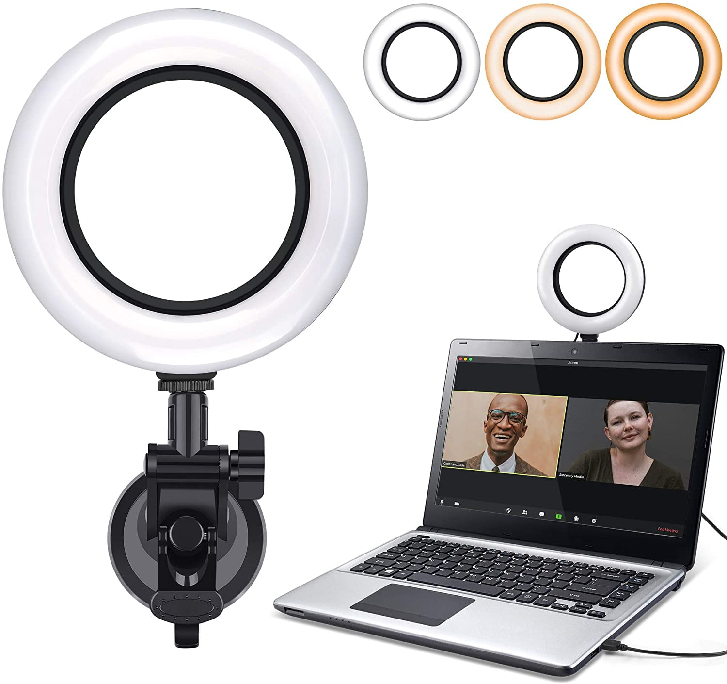 Videos Conference Lighting Zoom Lighting Computer Laptop Lights with Tripod Suction Cup and USB Recharge for Remote Working,Zoom Calls,Live Streaming,Webcast Broadcasting Light for YouTube Vlog 
