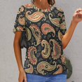 thumbnail image 6 of Intricate Paisley Pattern Rich Colors Dark Background Women's Short Sleeve Tops Casual Blouses T Shirt, 6 of 6